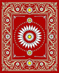 Crimson Floral Rays Medallion Rug