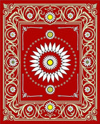 Crimson Floral Rays Medallion Rug