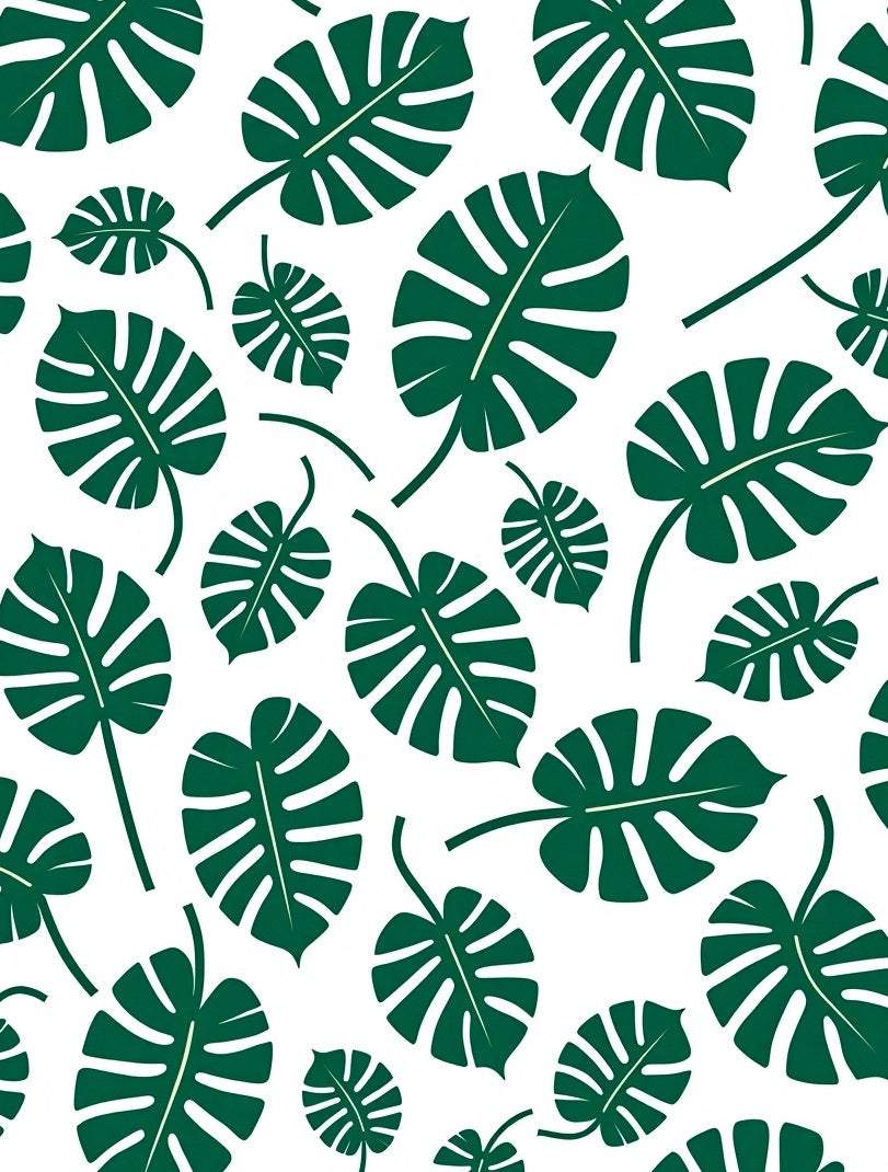 Green Tropical Monstera Leaves Rug