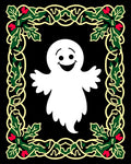 Whimsical White Ghost Holly Border Rug