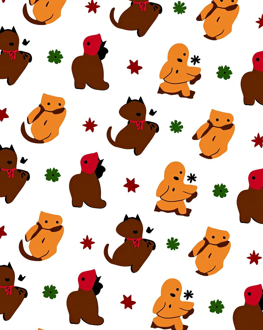 Brown Orange Whimsical Animal Companions Rug