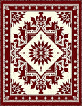 Crimson Ivory Geometric Starburst Medallion Rug