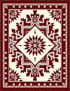 Crimson Ivory Geometric Starburst Medallion Rug