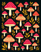 Red White Mushroom Garden Print Rug