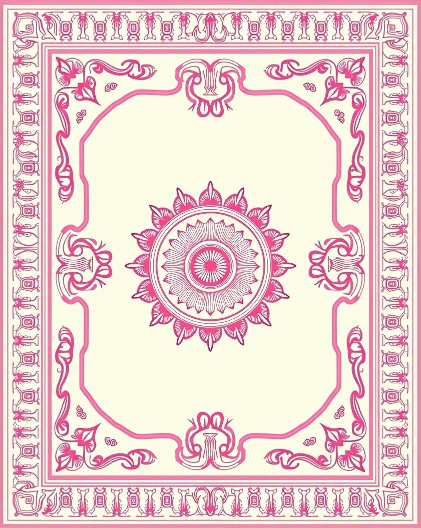Pink Floral Mandala Medallion Rug