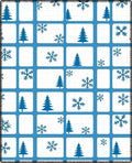 Blue Snowy Trees Snowflake Grid Rug