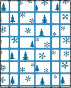 Blue Snowy Trees Snowflake Grid Rug