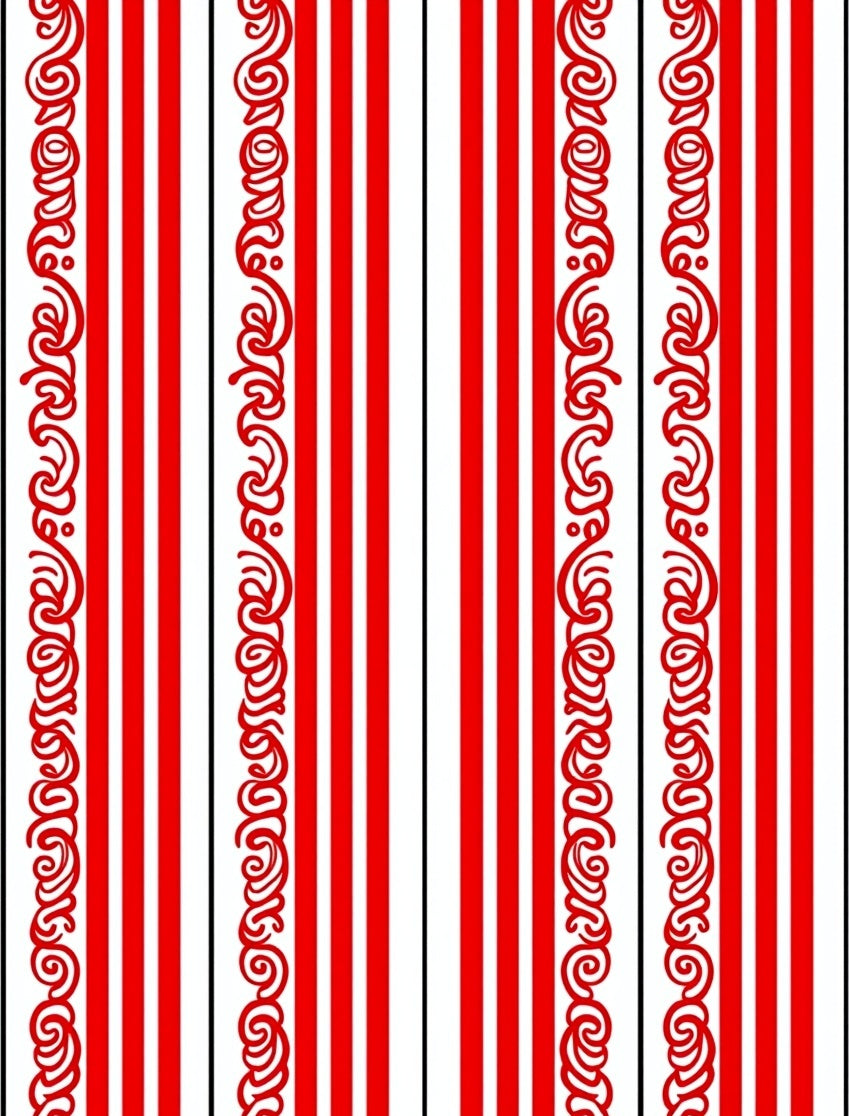 Bold Red Scroll Stripe Rug