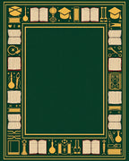 Vintage Gold Educational Elements Border Rug