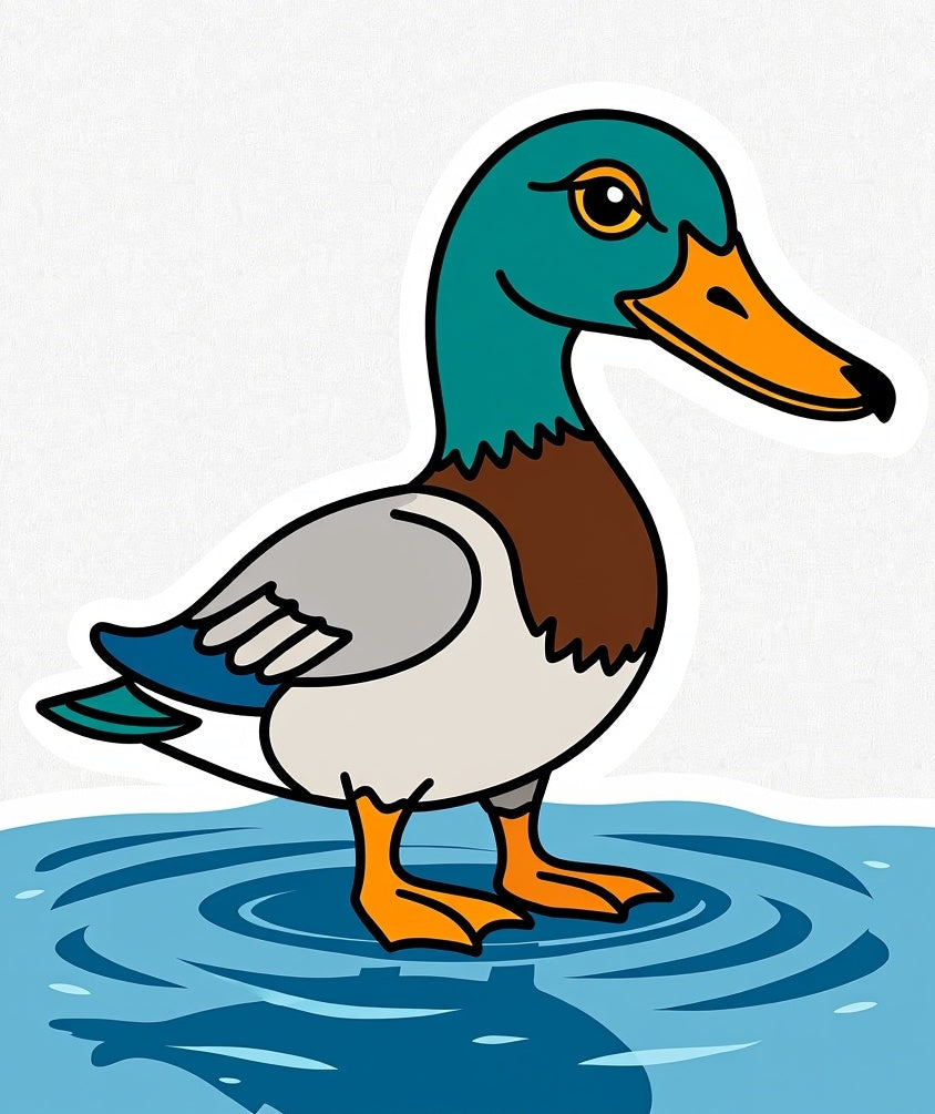 Whimsical Mallard Duck Rippling Water Rug