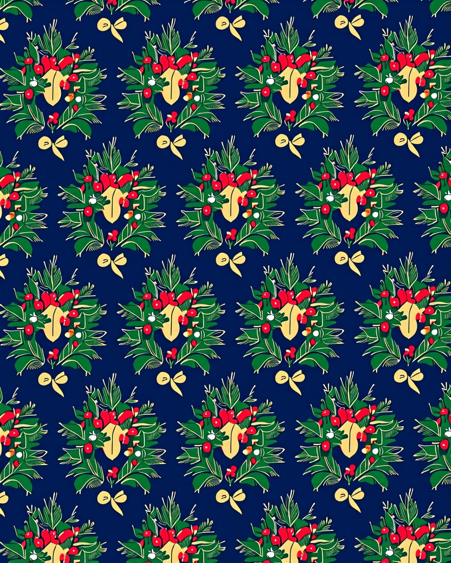 Festive Holly Berry Wreath Swirl Rug