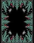 Festive Pine Sprig Red Berry Accents Rug