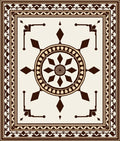 Brown Geometric Medallion Border Rug