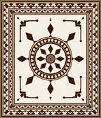 Brown Geometric Medallion Border Rug