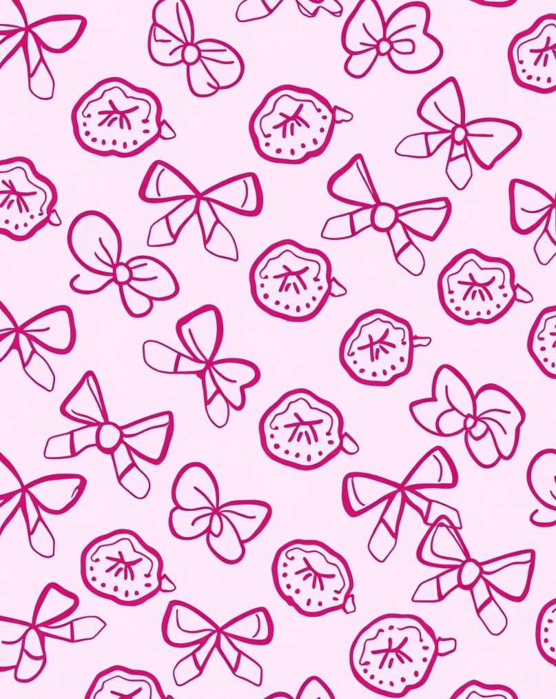Pink Bows Abstract Circular Forms Rug