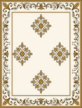 Cream Gold Scroll Floral Medallion Rug