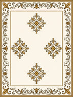 Cream Gold Scroll Floral Medallion Rug