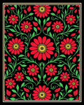 Vibrant Red Floral Vine Jacobean Rug