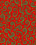 Red Teal Yellow Swirling Curls Rug