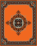 Bold Orange Scrollwork Medallion Rug