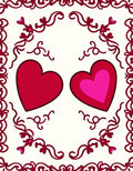 Red Pink Hearts Decorative Border Rug