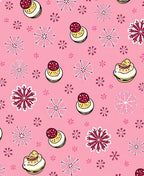 Pink Holiday Food Snowflakes Medley Rug
