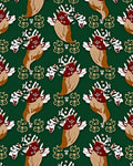Emerald Green Whimsical Reindeer Medallion Rug