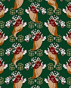 Emerald Green Whimsical Reindeer Medallion Rug
