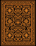Elegant Orange Floral Scrollwork Rug