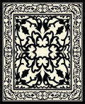 Classic Black Ivory Floral Scroll Border Rug