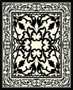 Classic Black Ivory Floral Scroll Border Rug