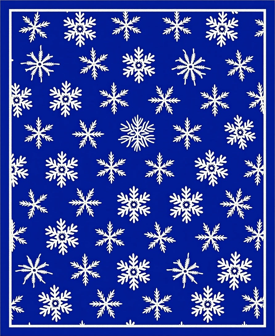 White Snowflakes On Deep Blue Background Rug