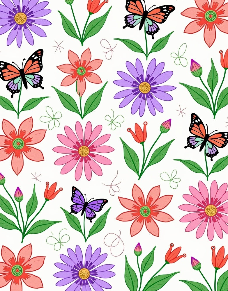Whimsical Garden Butterflies And Blooms Rug