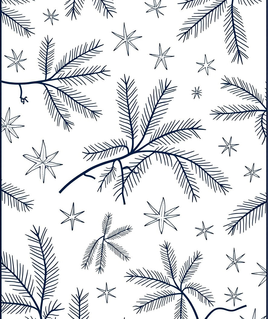 Navy Pine Sprigs and Stars Rug