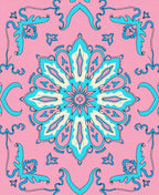 Pink Aqua Floral Medallion Rug