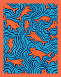 Orange Cats Aquatic Whimsical Flow Rug