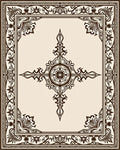 Elegant Cream Brown Scroll Medallion Rug