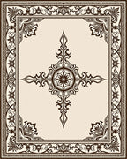 Elegant Cream Brown Scroll Medallion Rug