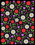 Whimsical Red Rose Daisy Bouquet Rug