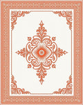 Vibrant Orange Scrollwork Medallion Frame Rug