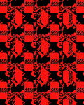 Bold Red Black Glitch Squares Rug