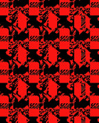 Bold Red Black Glitch Squares Rug