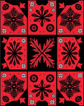 Bold Red Black Floral Medallion Arrangement Rug