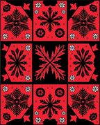 Bold Red Black Floral Medallion Arrangement Rug