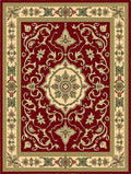 Crimson and Cream Floral Border Medallion Rug