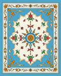Azure Floral Medallion With Leafy Accents Rug