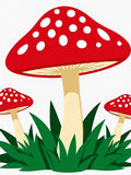 Whimsical Red Spotted Mushroom Garden Rug