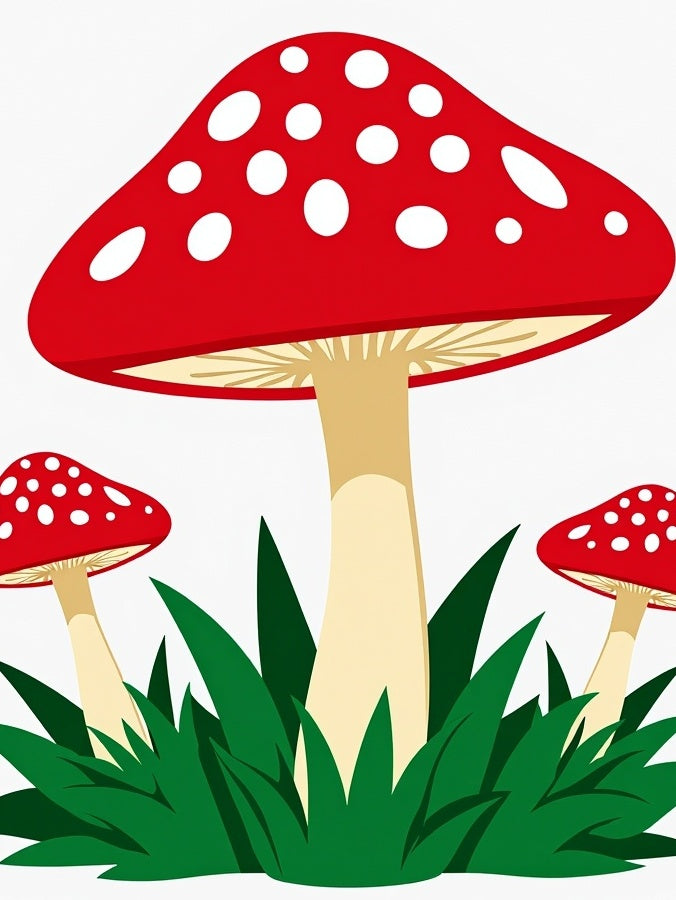 Whimsical Red Spotted Mushroom Garden Rug