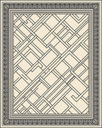 Cream Black Geometric Deco Inlay Rug