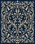 Ivory Vine Symmetry On Navy Canvas Rug